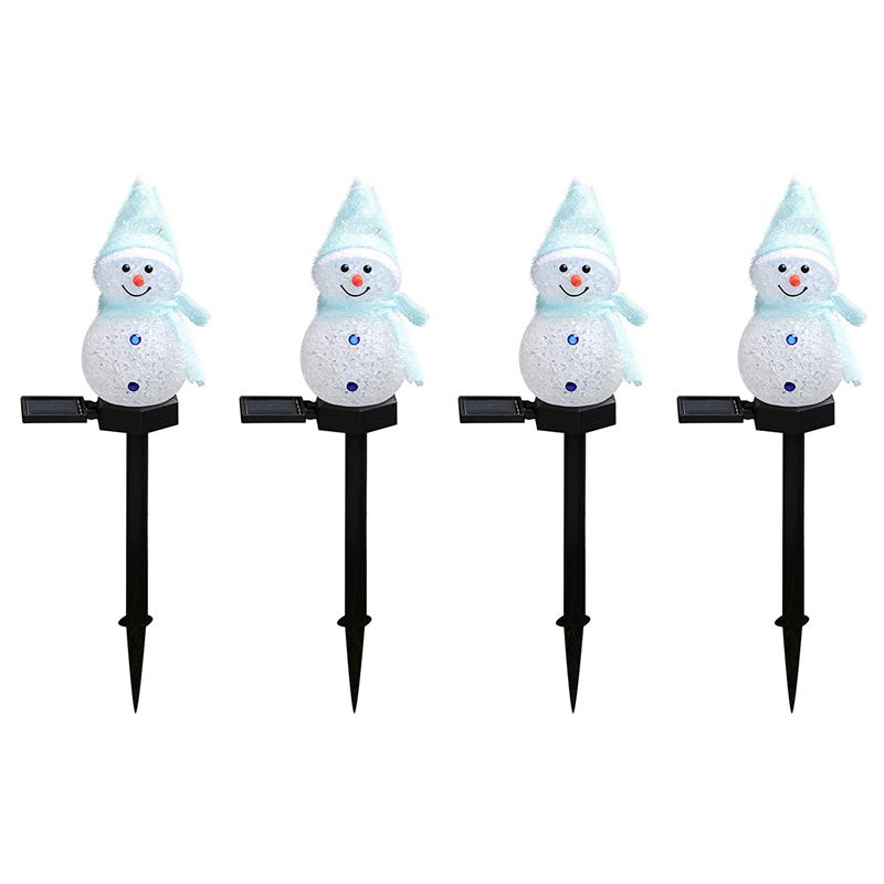 Outdoor Solar Power Xmas Lights - N84R 4X Schneemann-Solarleuchten, Weihnachts-Solar-LED-Schneemann-Lichtdekoration, Gartenleuchten für