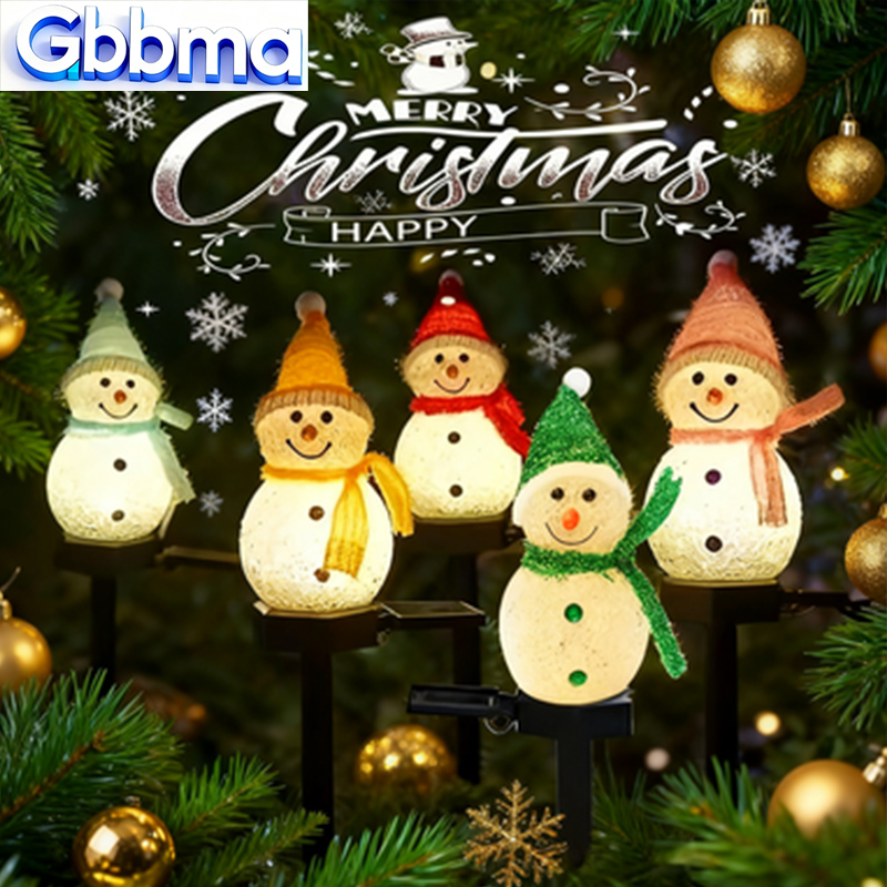 Outdoor Solar Power Xmas Lights - 2LED Schneemann Solar Garten Licht Outdoor