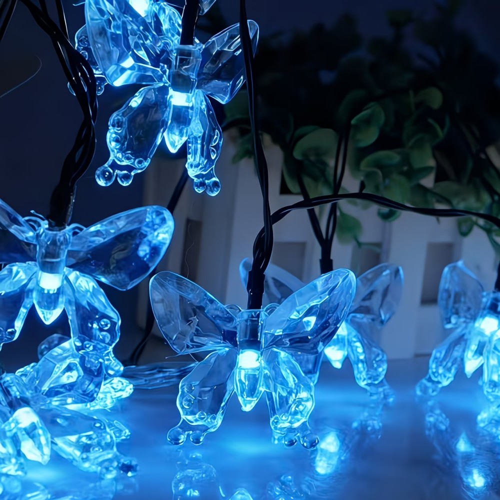 Outdoor Power For Wedding - Kristall-Schmetterling Außen-Lichterkette, Solarbetriebene Romantische Beleuchtung für