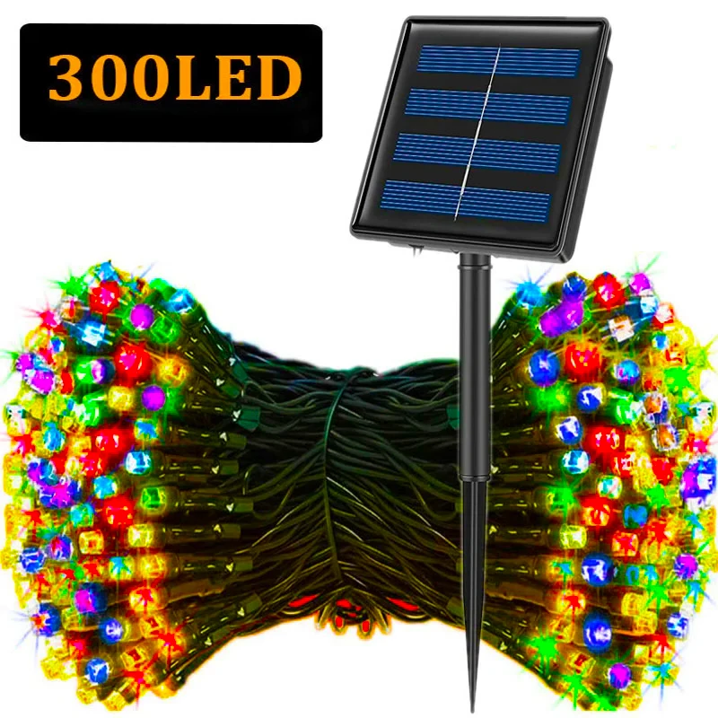 Outdoor Solar Power Xmas Lights - 5M-32M LED-Solar-Lichterkette, 300 LEDs, 8 Modi,