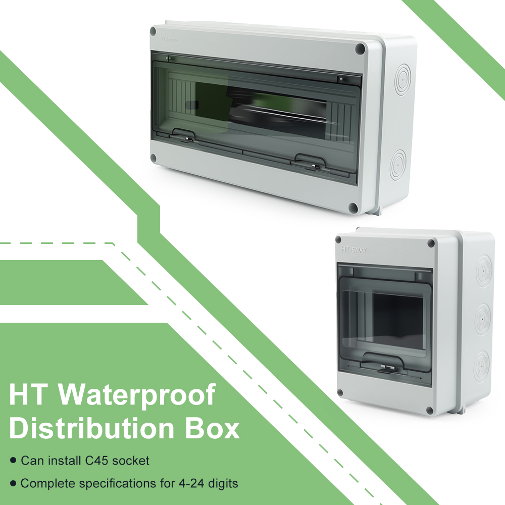 Outdoor Power Distribution Box - Wasserdichter Verteilerkasten der HT-Serie, 5/8/12/15/18/24-Wege, ABS-Kunststoff,