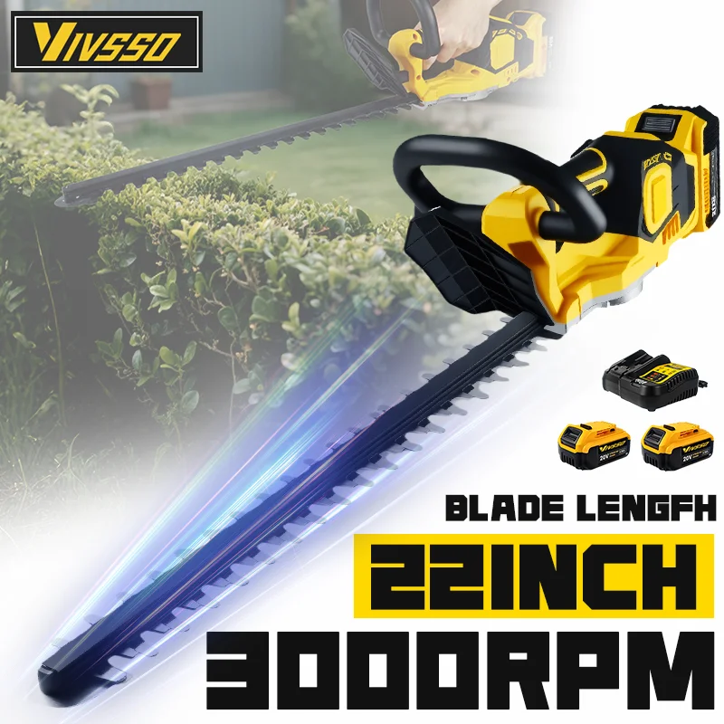 Hedge Trimmer Cordless - VIVSSO Akku-elektrischer Heckenschere, Rasenmäher, Haushaltsstrauch, Jäten,