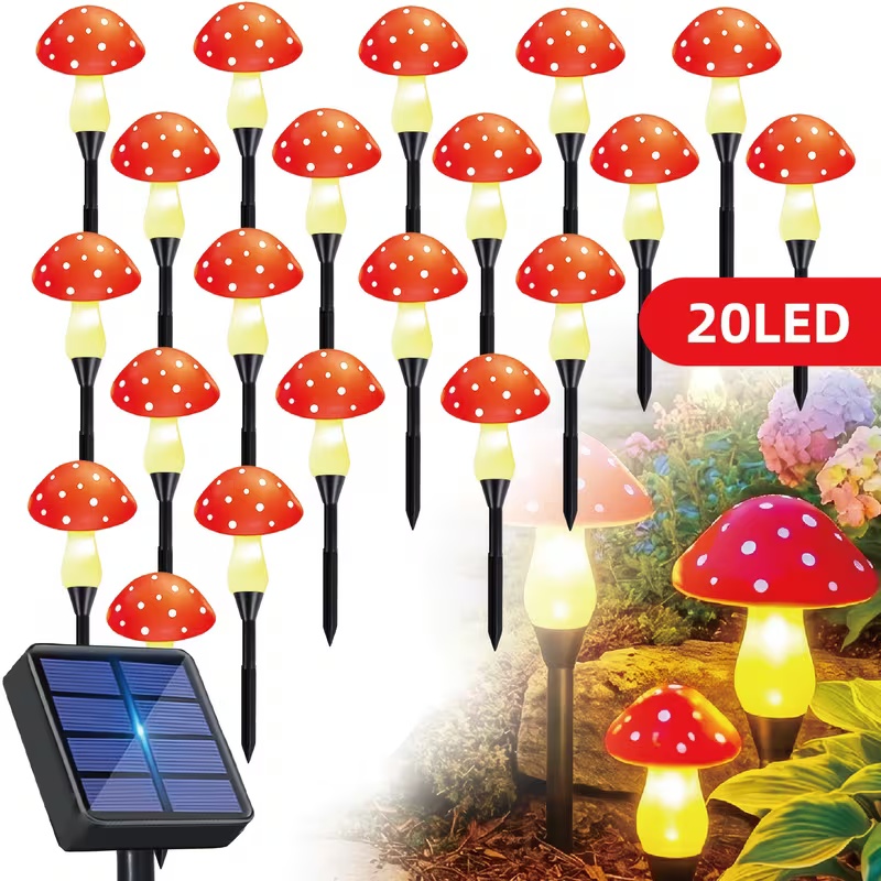 Outdoor Power For Wedding - Solarbetriebene LED-Pilzlichter für den Außenbereich, Garten,