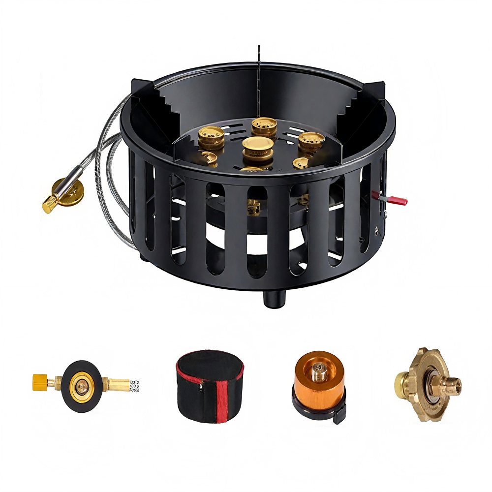 Outdoor Kitchen Power Burner - Hochleistungs-7-Kern-21000W Tragbarer Campingkocher Windgeschützter Outdoor-Gasbrenner mit
