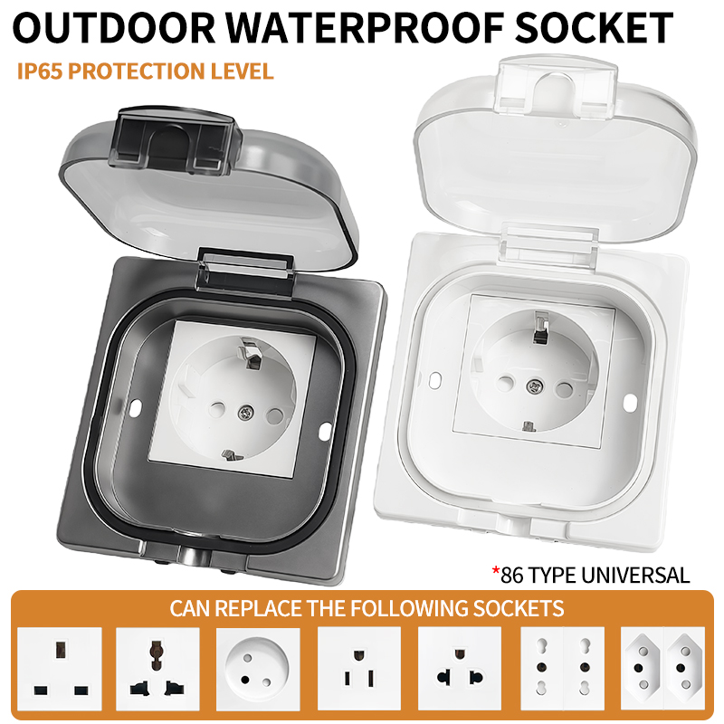 Outdoor Power Distribution Box - IP65 wasserdichte Außensteckdose, 16 A Hochleistungs-Wandplatte,