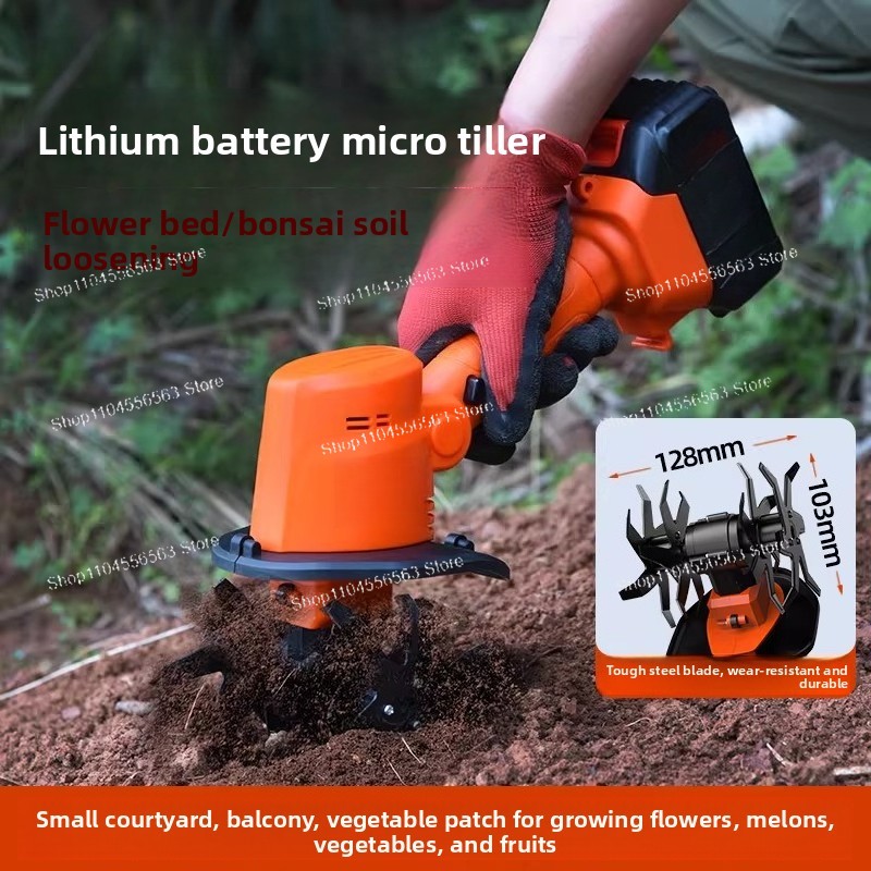Garden Tiller Mini - Wiederaufladbarer Mini-Elektro-Kultivator, Lithium-Batterie Handgeführter Kultivator, Kompakte