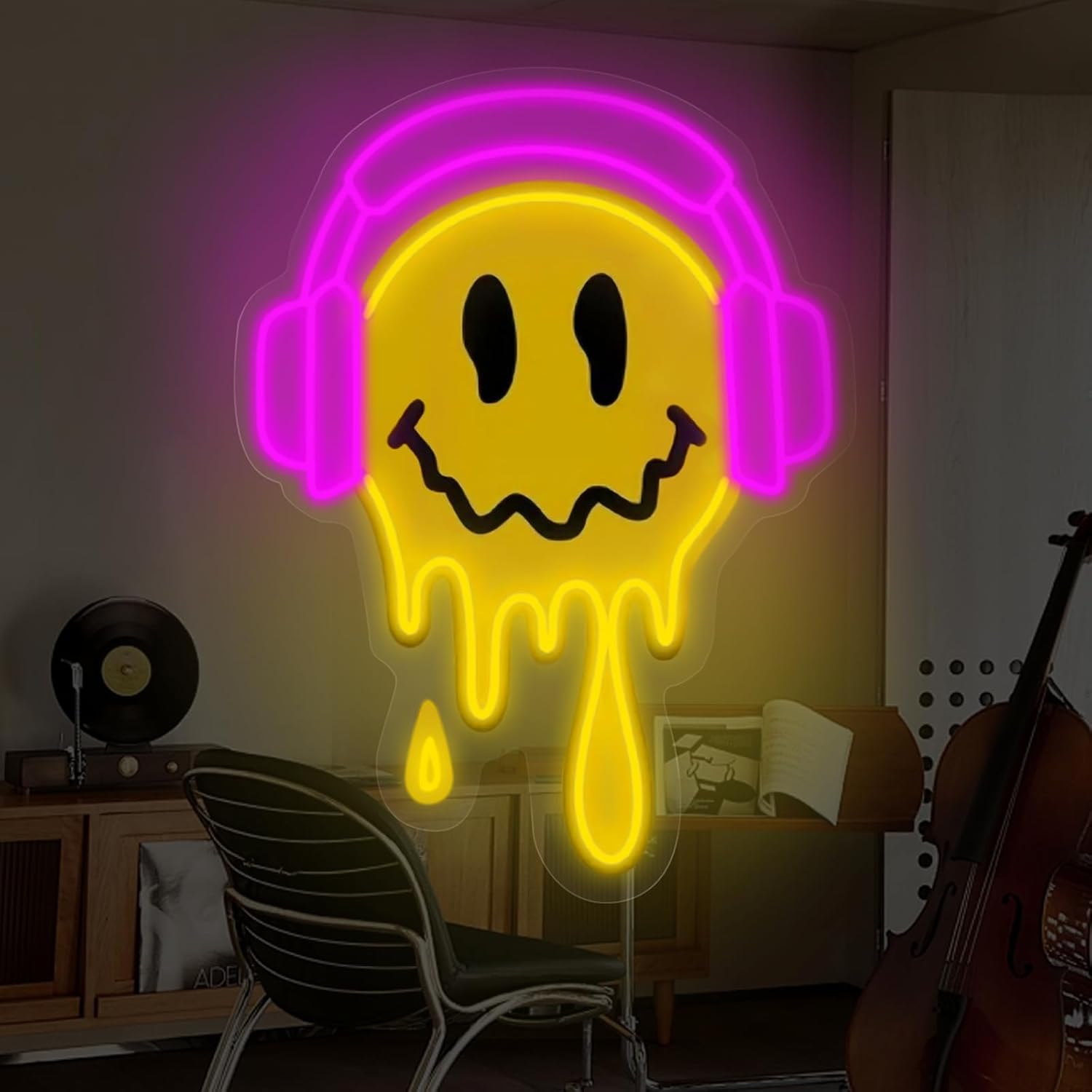 Outdoor Power For Wedding - Smiley Neon-Schild Kunst-Wandleuchte USB-Betriebene LED-Leuchte für