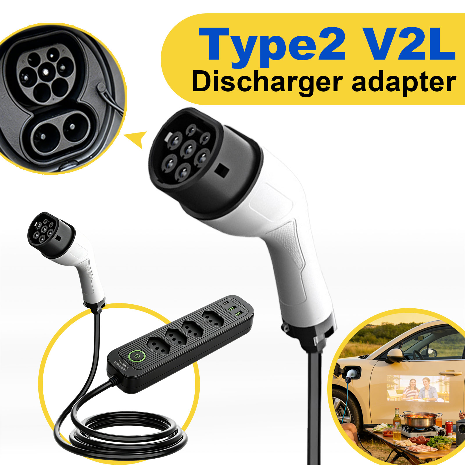Typ2 V2L Entladeadapter 16A Br – Outdoor Power Hub Bewertung und Preis